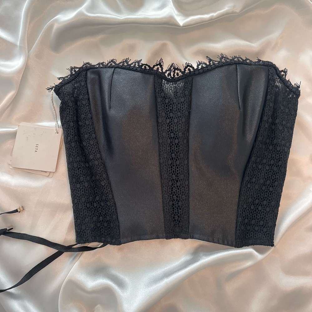 New La Perla Silk Black Lace Bustier Top - Picture 7 of 15